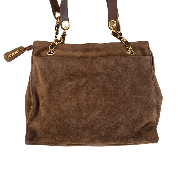 Authentic Vintage Chanel Timeless Chain Brown Suede Shoulder Bag - Picture 3 of 16